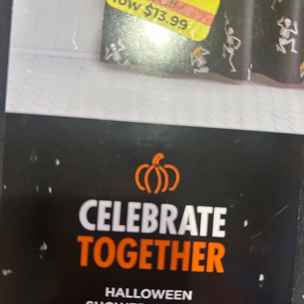 Black Skeleton Halloween Shower Curtain